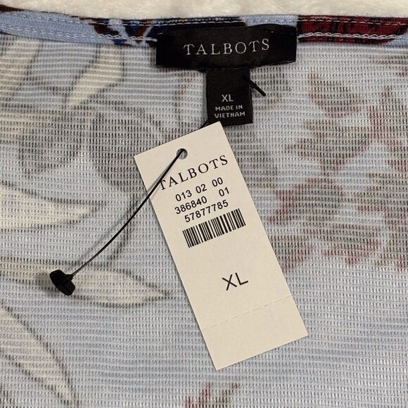 Talbots Ottoman Square Neck Shell Sleeveless Verdant Botanical Ribbed Women’s XL - Picture 6 of 7